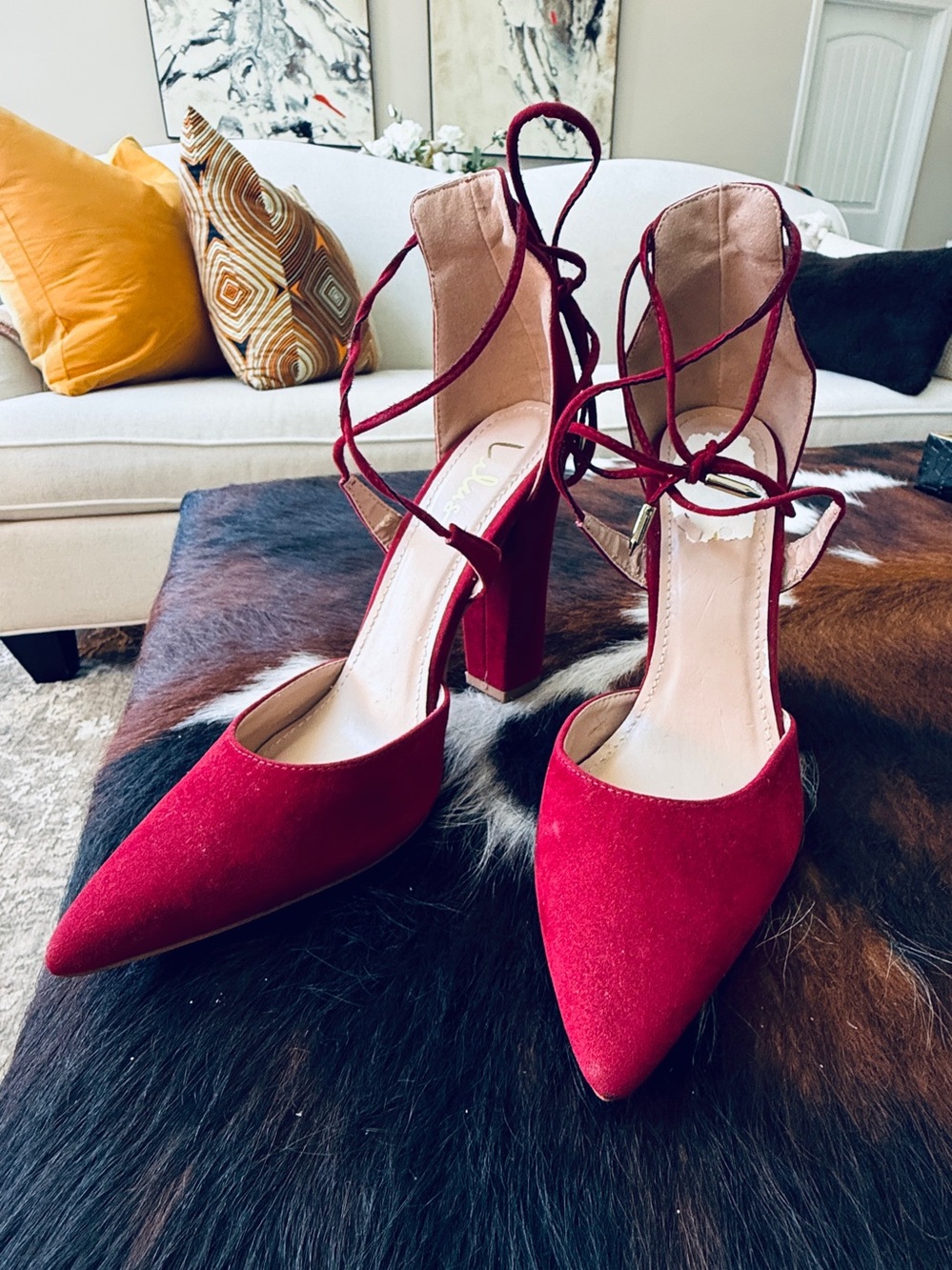 LUNA WINE SUEDE LACE-UP HILLS - SZ 9